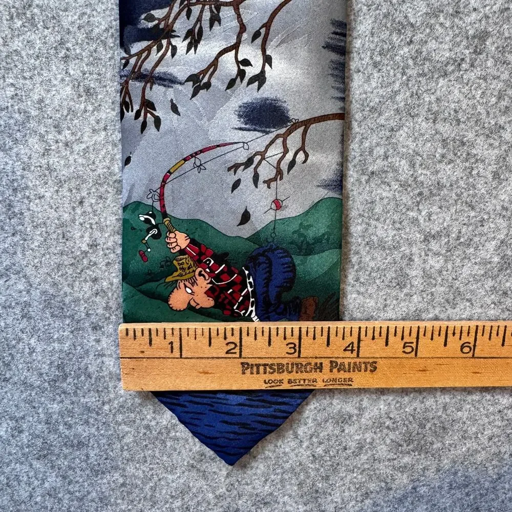 Balancine Hot Cakes Gary Patterson Fishing Novelty Neck Tie Polyester USA